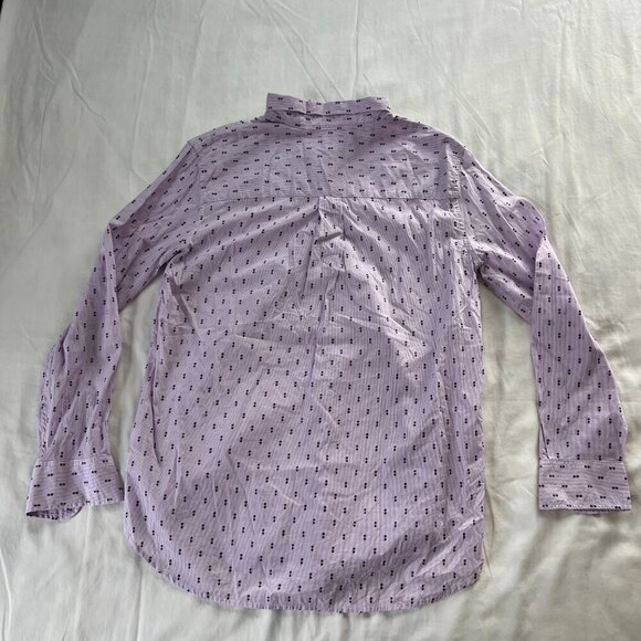 Gap Lavender Navy Blue Polka Dot Long Sleeve 1/4 Button Casual Shirt | Size M - Picture 5 of 5